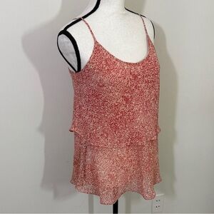 CAbi pale orange print Tiered Sleeveless Camisole